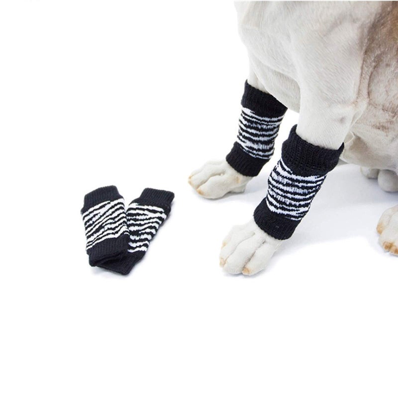 ROZKITCH Pet Dog Elbow Protector Dog Elbow Sleeve, 2PCS Front Leg and 2PCS Back Leg Knee, Dog Elbow Wrap, Dog Leg Warmer Wrap Protector, Pet Elastic Knitted Breathable Protective Socks Black XL - Image 1